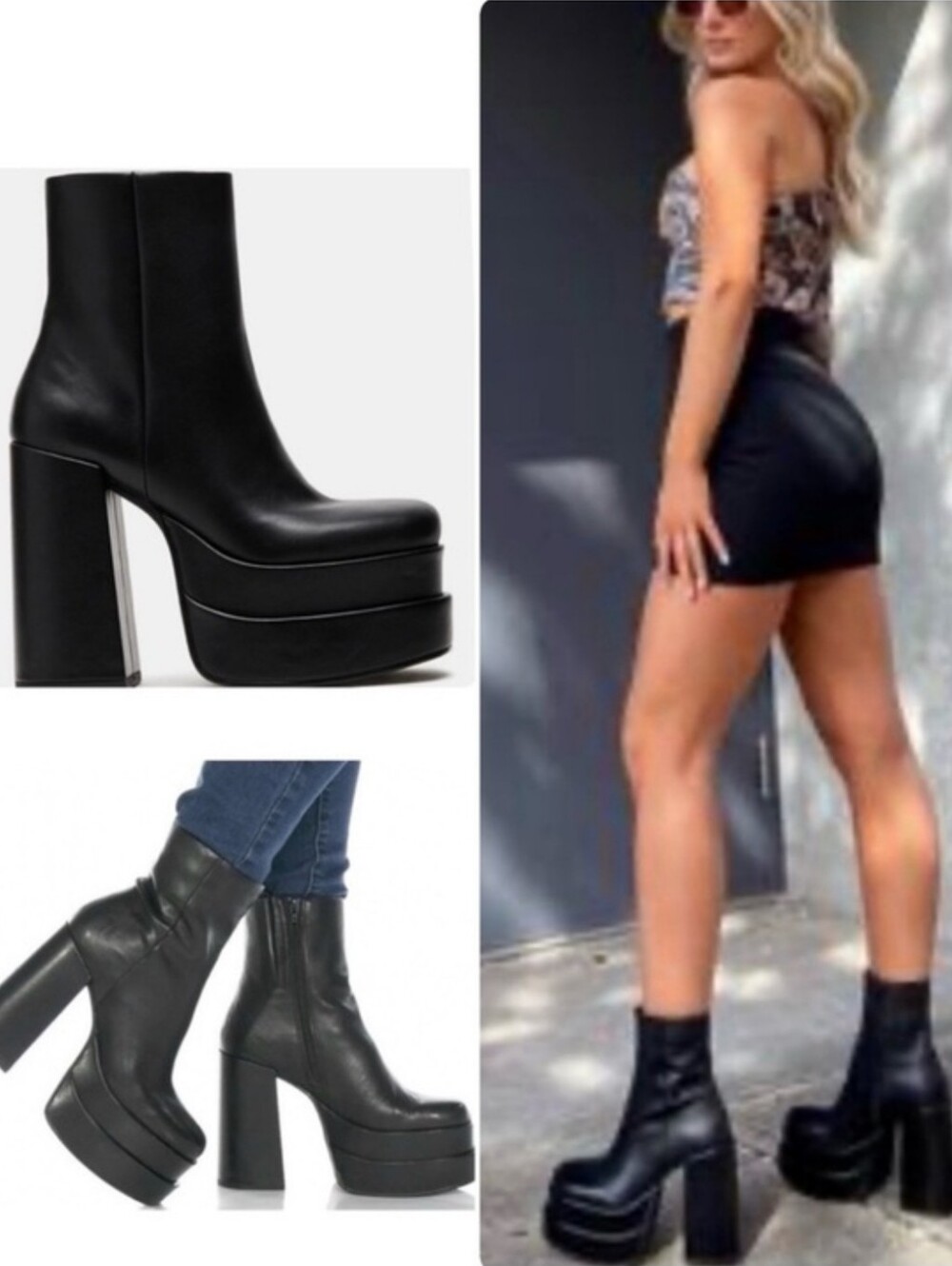 Steve Madden Cobra Black Leather Platform Ankle Boots Women’s Size 6 Y2K